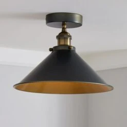 Logan Grey Industrial Semi Flush Ceiling Light
