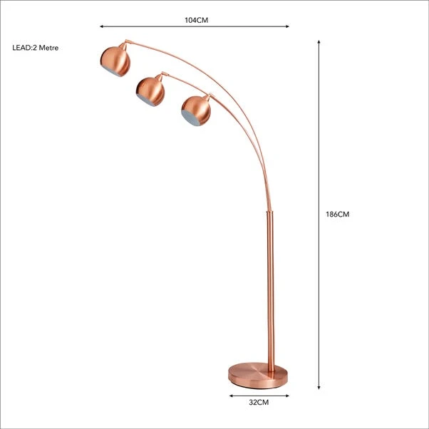 Herm 3 Arm Arc Floor Lamp - Image 11