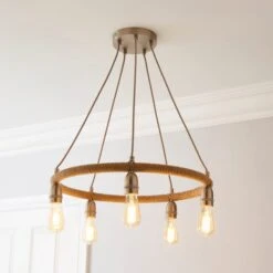 Shelley Rope 5 Light Hoop Ceiling Light