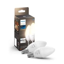 Set Of 2 Philips HUE Smart 5.5W SES LED Dimmable Candle Bulbs
