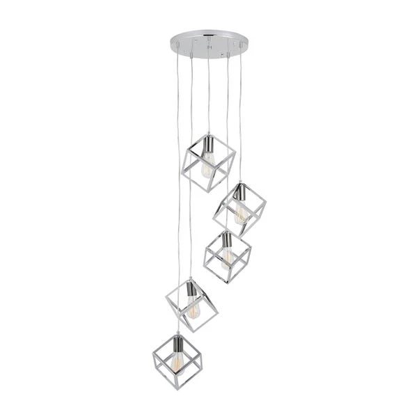 Alessio Nickel Metal Cube 5 Light Cluster Ceiling Light - Image 2