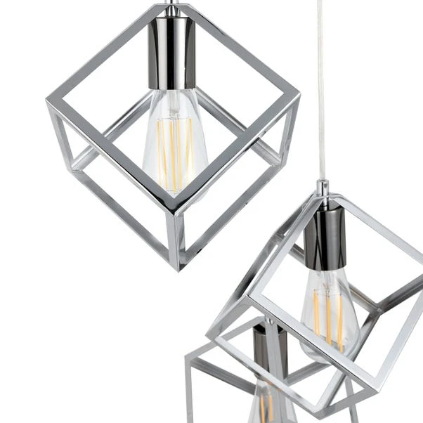 Alessio Nickel Metal Cube 5 Light Cluster Ceiling Light - Image 3
