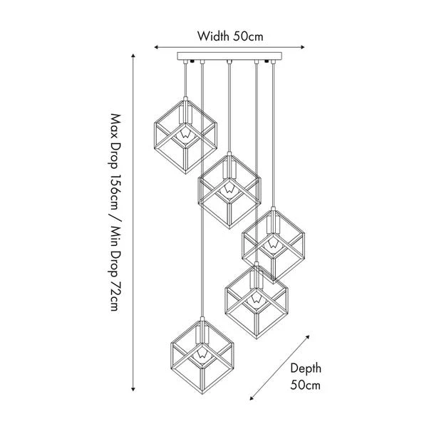 Alessio Nickel Metal Cube 5 Light Cluster Ceiling Light - Image 5