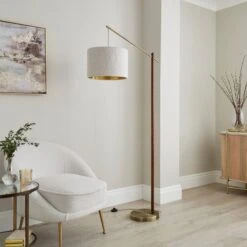Hazelle Boucle Wooden Floor Lamp