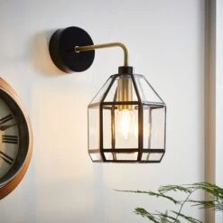 Industrial Painted Glass Wall Light