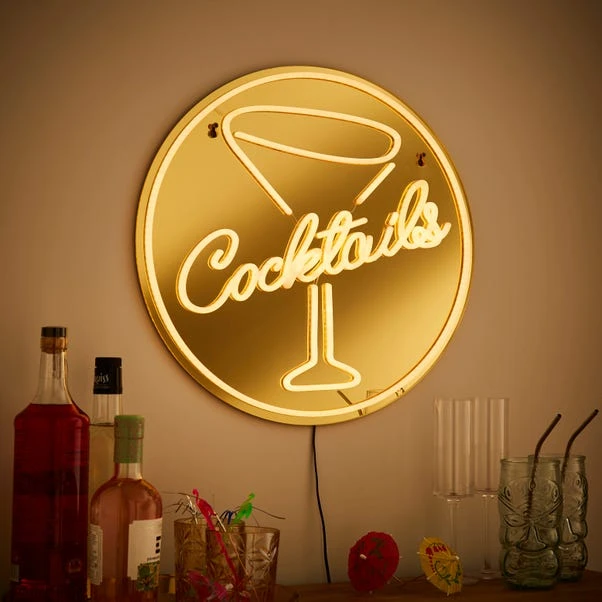 Cocktail Indoor Outdoor Mirrored Neon Sign - Image 2
