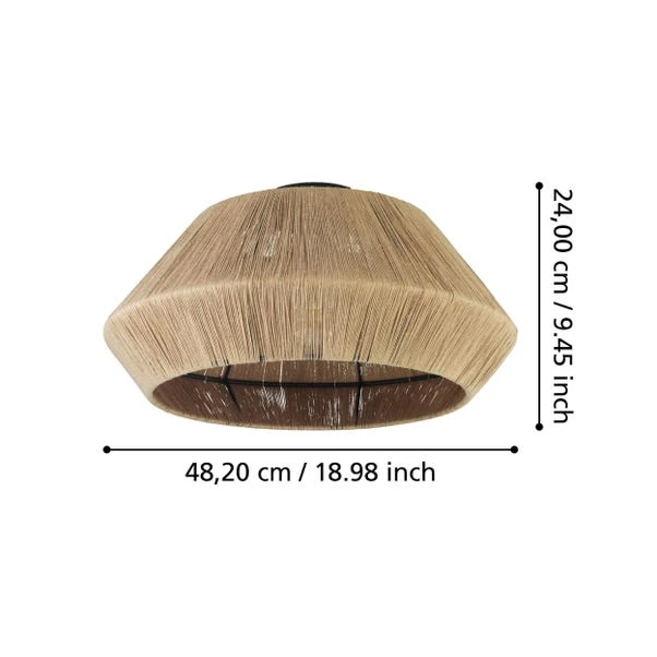EGLO Alderney Hemp Yarn Flush Ceiling Light - Image 5