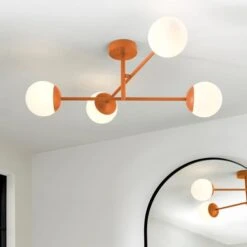 Elements Tela 4 Light Semi Flush Bathroom Ceiling Light