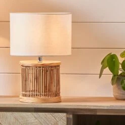 Sorbus Natural Ribbed Table Lamp