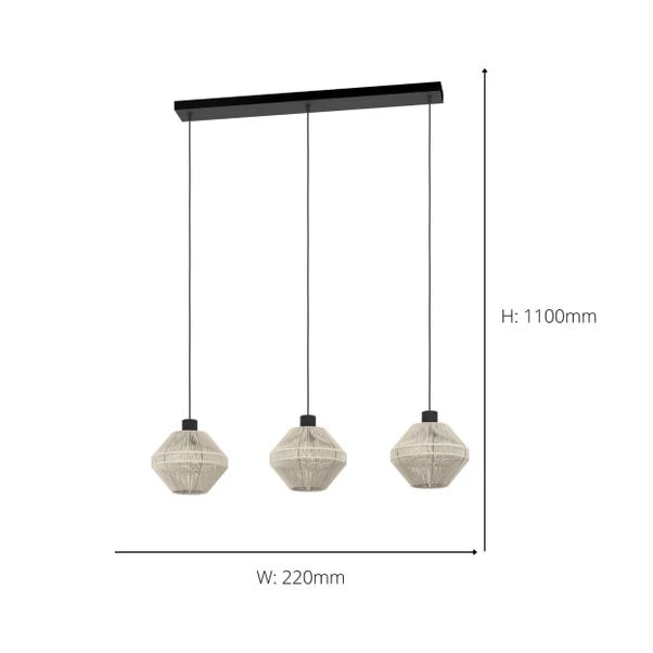 EGLO Midsumer 3 Light Adjustable Pendant Lights - Image 6
