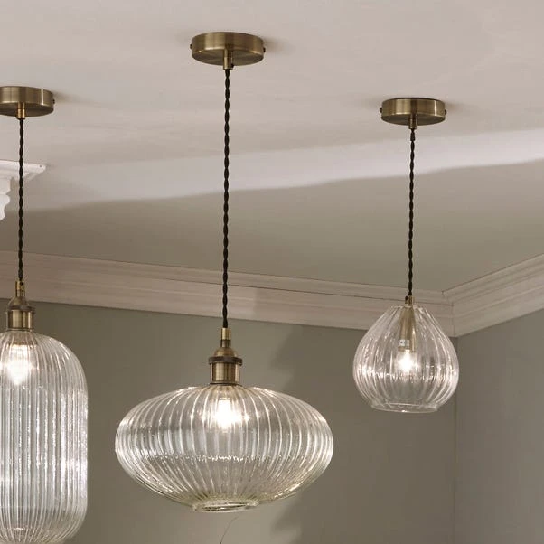 Return - Abigail Oval Ribbed Glass Pendant Light - Image 3