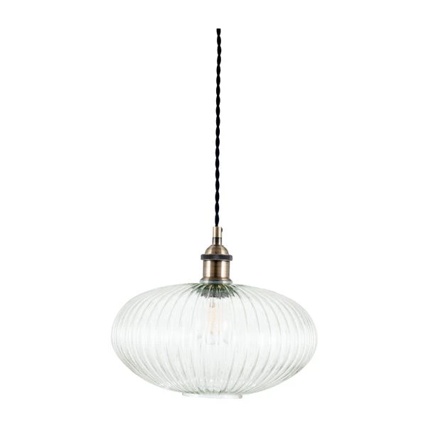 Return - Abigail Oval Ribbed Glass Pendant Light - Image 4